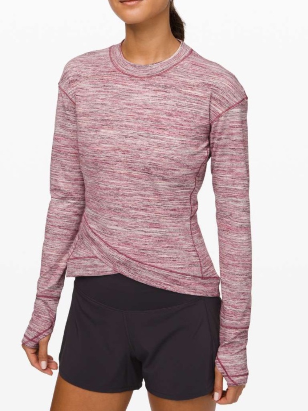 Lululemon Close to Crossing Long Sleeve Space Dye Camo Plumful Smoky Blush L
